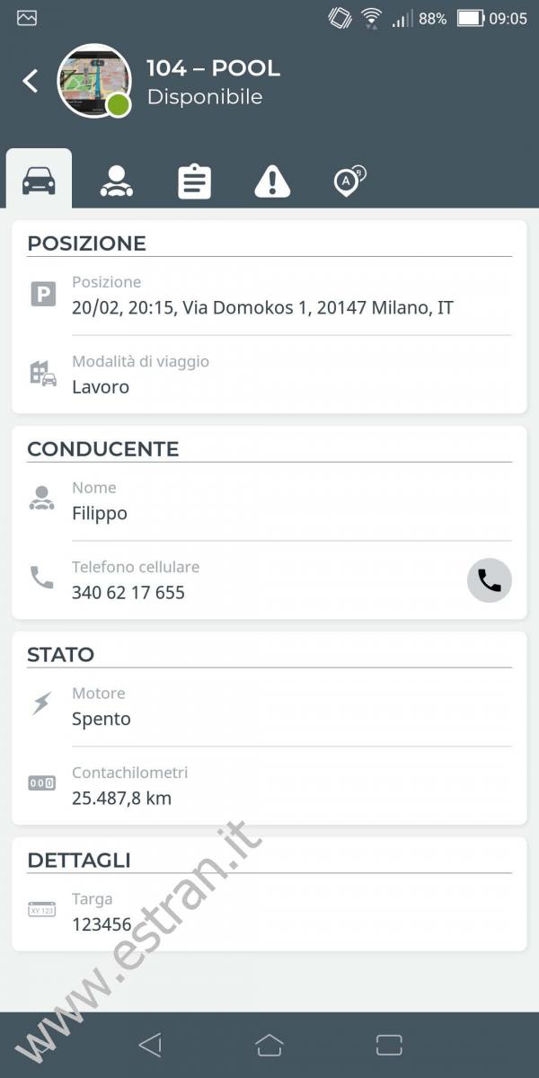 WEBFLEET MOBILE - Android - Dettagli veicolo