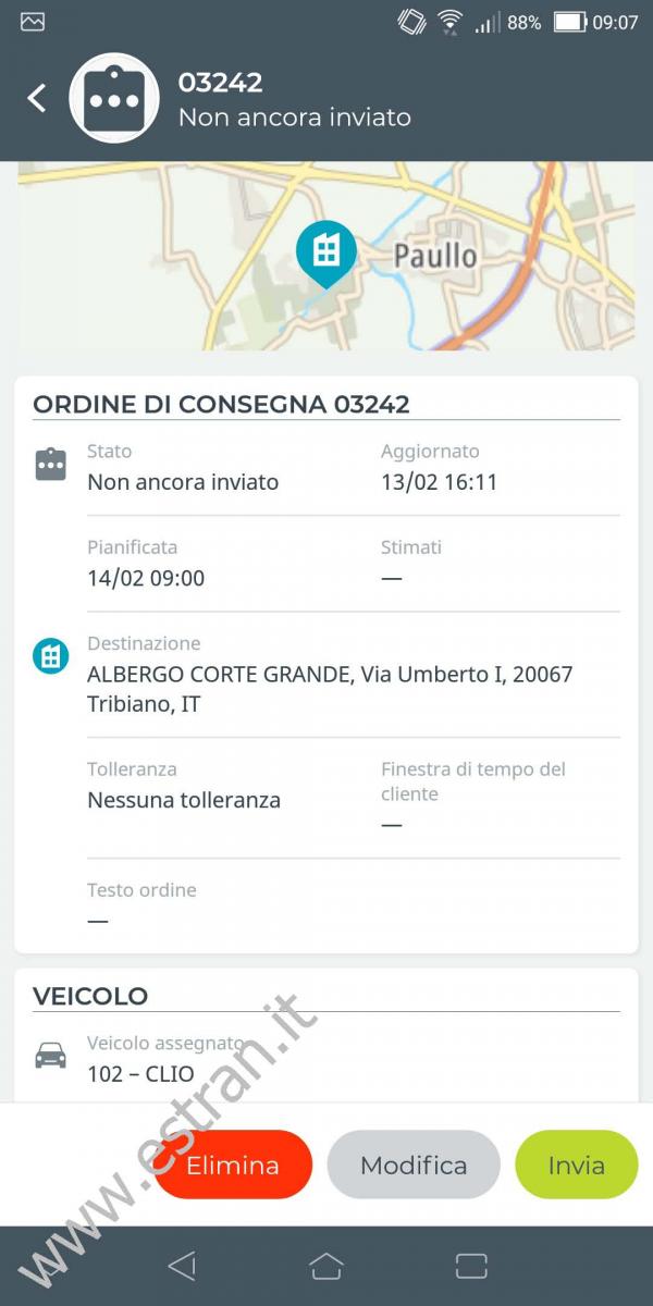 WEBFLEET MOBILE - Android - Dettaglio ordine